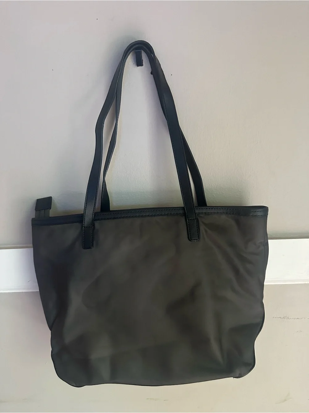Michael Kors Black Nylon Tote with Front Zip and Logo Charm
